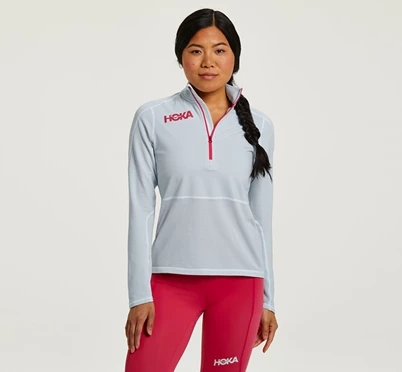 HOKA 1/2 Zip Midlayer Löpartopp Dam Grå | INP576312