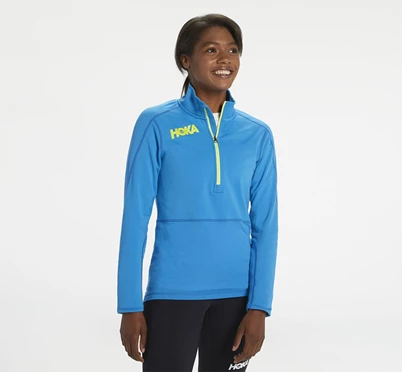 HOKA 1/2 Zip Midlayer Löpning Jacka Dam Blå | TKN103824