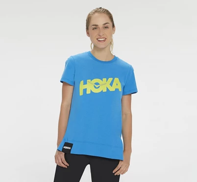 HOKA Brand T Shirts Löpartopp Dam Blå | UYV725398