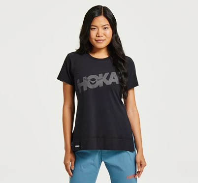 HOKA Brand T Shirts Löpartopp Dam Svarta | BME852490