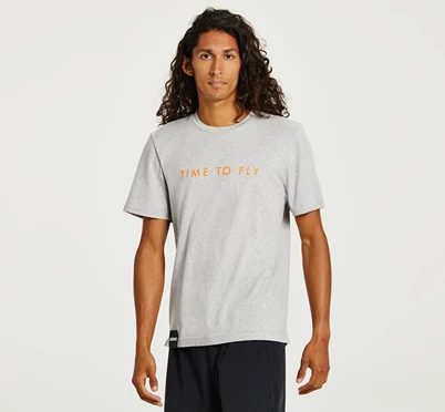 HOKA Brand T Shirts Löpartopp Herr Grå / Orange | ABT069243
