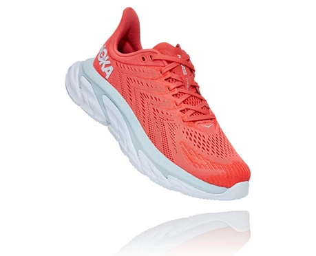 HOKA Clifton Edge Stabila Löparskor Dam Korall / Vita | DEY086452