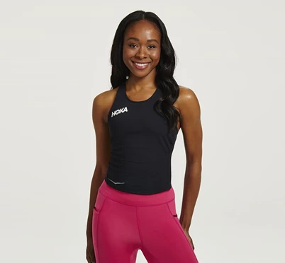 HOKA Fitted Tank Löpartopp Dam Svarta | HFV567194