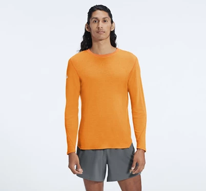 HOKA Merino Blend Long Sleeve Löpartopp Herr Orange | JWZ570234