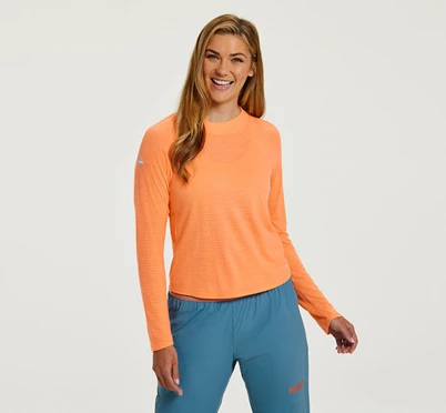 HOKA Merino Blend Long Sleeve Löpartopp Dam Bruna / Röda | XVT638152