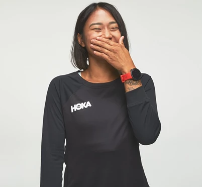 HOKA Performance 3/4 Sleeve Löpartopp Dam Svarta | FJZ278093