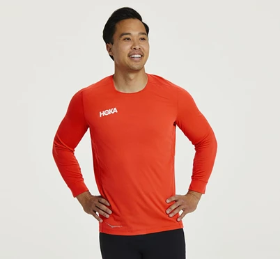 HOKA Performance 3/4 Sleeve Löpartopp Herr Röda | RUP104687